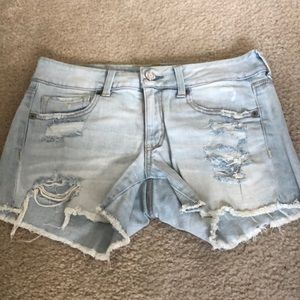 Light washed jean shorts